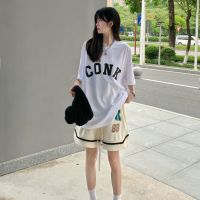 cass佳舒美式字母刺绣国潮牌休闲短裤女夏季新款宽松百搭运动阔腿五分裤子