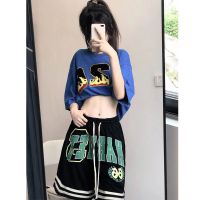 佳适(CASS)国潮美式街头刺绣短裤女夏季宽松运动裤子篮球裤高街ins潮五分裤
