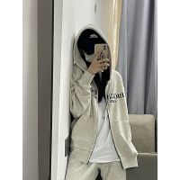 cass佳适Bigchese奶酪美式复古连帽卫衣2022秋季设计感印花情侣开衫外套