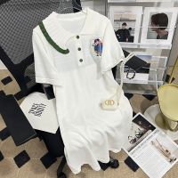 CASS佳适 短袖连衣裙夏季设计感小众不规则甜美洋气减龄polo领ins