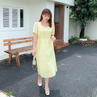 雅洛诗大码女装2022夏季新品胖mm清新优雅气质碎花收腰显瘦连衣裙