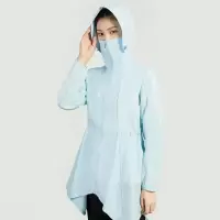 探路者户外全头脸防护宽松长款防晒衣女防紫外线户外风衣春夏皮肤衣女超薄透气防泼水冰丝薄款防晒衫