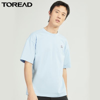 探路者纯棉户外T恤男 春夏新品男式轻薄吸汗排湿不沾身休闲宽松圆领短袖T恤柔软贴身河马主题图案