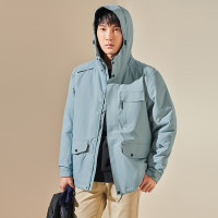 探路者夹棉冲锋衣加强防雨水秋冬运动户外男式舒适耐磨防风蓄热保暖徒步登山旅行夹棉内胆冲锋衣