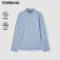 探路者功能T恤女士立领半开襟T恤长袖2021秋冬新款户外舒适休闲女式长袖T恤