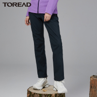 探路者软壳裤女士秋冬季加绒保暖防风裤徒步旅行长裤加厚摇粒绒户外裤子防水透气冲锋裤女