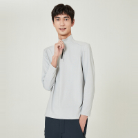 探路者秋冬季长袖T恤男士休闲衣立领半开拉链T恤户外服装户外男式挺括简约舒适旅行运动长袖T恤