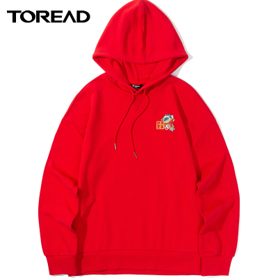 探路者(TOREAD)红色长袖情侣装卫衣2021春季新品男女同款新年长袖保暖卫衣