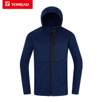 探路者秋冬季加绒保暖外套男士连帽休闲卫衣摇粒绒加厚保暖户外服装弹力徒步登山运动休闲旅行外套