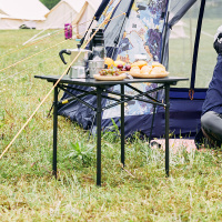 探路者户外便携铝合金折叠桌多人用长方形桌面钢铁支架承重约50KG自驾车载露营休闲折叠野餐桌子有收纳袋