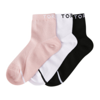 探路者袜子女士短袜户外徒步袜子套装三双装春夏户外女式长绒精梳棉材质银离子吸汗休闲运动袜 TELI82780 袜子 城市粉