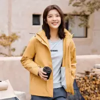 探路者冲锋衣女 三合一可拆卸两件套秋冬季加绒加厚冲锋衣2021新款户外休闲防风保暖女式套抓绒冲锋衣