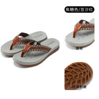 探路者(TOREAD)拖鞋男女 21春夏户外夹脚织带人字拖沙滩鞋TFHJ82714 焦糖色/豆沙红-女 36