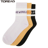 探路者袜子女士中筒袜秋冬款三双套装户外徒步袜子保暖吸汗防滑户外运动袜女式棉涤防臭舒适休闲袜子3双装