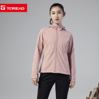 探路者秋冬季户外徒步外套女士内里抓绒卫衣外套连帽防风软壳衣运动户外女士保暖休闲上衣宽松ins潮百搭