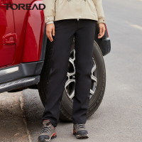 探路者户外防风功能裤防泼水加绒冲锋裤保暖软壳裤女士户外抓绒裤2021秋冬季新款户外休闲运动女式徒步裤