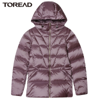 探路者户外防水羽绒服女时尚潮流光面防漏绒秋冬季运动户外女式连帽蓄热保暖耐磨徒步登山羽绒服