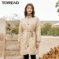 探路者保暖棉服中长款棉外套 2021秋冬季新款户外保暖舒适女式防风棉大衣