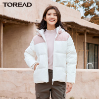 探路者加厚款羽绒服女连帽保暖羽绒外套 2021秋冬季新款女式户外运动休闲徒步露营户外防风羽绒服女