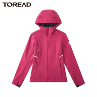 探路者加厚加绒保暖软壳外套2021秋冬季新款户外女式防风衣运动休闲软壳衣连帽徒步外套户外抓绒衣服女