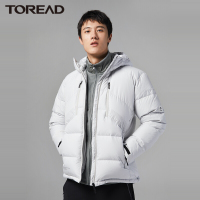 探路者户外防泼水羽绒服男士防风保暖外套秋冬季手感软糯极地主题印花冲绒量多保暖性强男式羽绒服