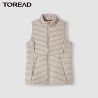 探路者羽绒背心女士防风白鸭绒立领背心2021秋冬季新款户外运动徒步露营休闲舒适女式防风保暖羽绒马甲