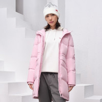 探路者羽绒衣女中长款加厚羽绒服大衣秋冬季女士户外防风保暖舒适耐磨旅行鸭绒连帽羽绒服外套