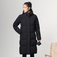 探路者长款羽绒服加厚白鸭绒风衣秋冬季运动户外女式防风蓄热保暖磁扣防泼水连帽徒步旅行羽绒服