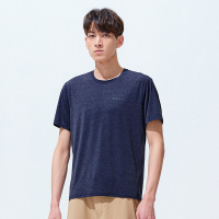 探路者户外跑步t恤 冰感透气排汗速干T恤 男式春夏款户外跑步透气短袖弹力T恤TAJJ81313 藏蓝花纱 S