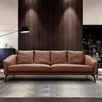 卡帝盟 意式轻奢真皮沙发简约小户型客厅整装头层牛皮三人位羽绒沙发网红