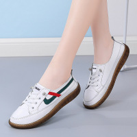 TWEAK品牌女鞋真皮镂空百搭软底小白鞋牛筋平底单鞋一脚蹬妈妈鞋臻