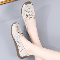 TWEAK品牌女鞋真皮镂空百搭软底牛筋平底单鞋一脚蹬妈妈鞋臻