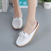 WEAK品牌软皮包头半拖夏季软底妈妈鞋镂空透气懒人鞋一脚蹬女