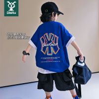 迪斯兔童装男童宽松短袖T恤2022新款儿童韩版短袖彩色字母t恤上衣
