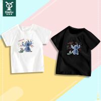 迪斯兔纯棉男女童短袖T恤2022夏新款宽松卡通动漫显白圆领上衣