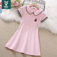 迪斯兔女童连衣裙夏装2022新款洋气学院风夏天短袖女孩儿童装裙子