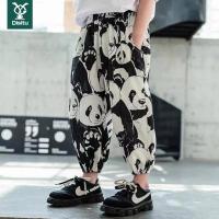 迪斯兔儿童裤子男童夏季薄款长裤中大童装宽松透气棉绸防蚊裤潮