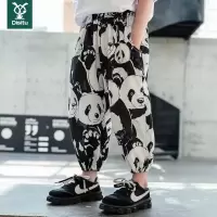 迪斯兔儿童裤子男童夏季薄款长裤中大童装宽松透气棉绸防蚊裤潮