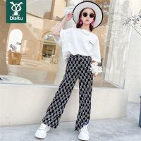 迪斯兔女童薄款2022新款网红冰丝夏中大女童洋气阔腿裤潮Ins