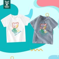 迪斯兔2022夏新款纯棉男女童小熊印花短袖T恤时尚可爱圆领上衣