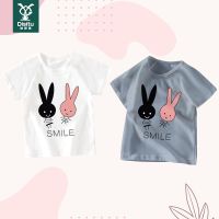 迪斯兔2022夏新款纯棉男女童印花短袖T恤怪味兔子可爱圆领上衣