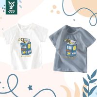 迪斯兔2022夏新款纯棉男女童印花短袖T恤时尚百搭可爱圆领上衣