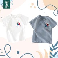 迪斯兔2022夏新款纯棉男女童印花短袖T恤简约百搭休闲圆领上衣