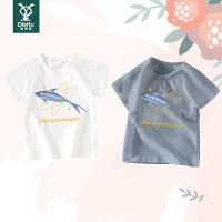 迪斯兔2022夏新款纯棉男女童印花短袖T恤简约百搭休闲圆领上衣