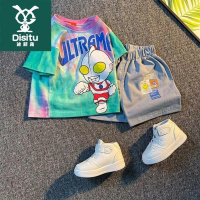 迪斯兔男童夏季短袖套装2022短裤夏装网红超人韩版儿童奥特曼衣服