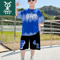 迪斯兔男童夏装套装2022年新款夏季帅气男孩网红短袖运动服洋气潮