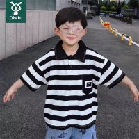 迪斯兔男童polo衫儿童条纹休闲t恤夏装薄款中小童宝宝洋气短袖帅