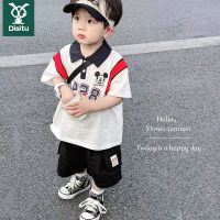迪斯兔男童短袖t恤2022新款夏季薄款撞色翻领Polo衫儿童宽松上衣