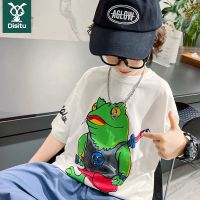 迪斯兔男童短袖t恤2022新款夏季中大童夏装宽松洋气童装印花上衣