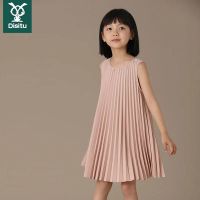 迪斯兔女童公主裙2022新款夏季重工立体压褶垂感儿童背心连衣裙潮